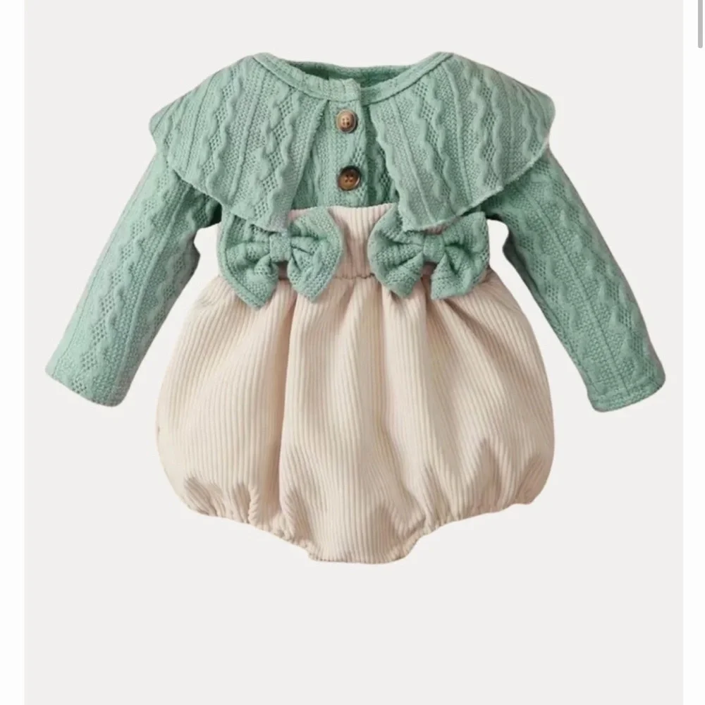 Mint Green and Cream Baby Romper